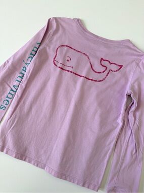 Vineyard Vines Kids Lavender Long-Sleeve Tee with Pink and Teal Whale Graphic
